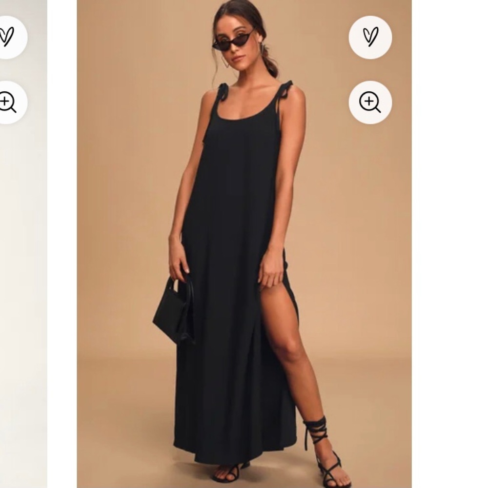 Salt Water Breeze Black Tie-Strap Maxi Dress